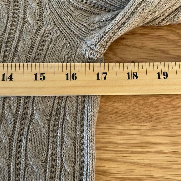 American Eagle Women's Cable Knit Fisherman Sweater Neutral Brown Soft Small - Picture 4 of 8